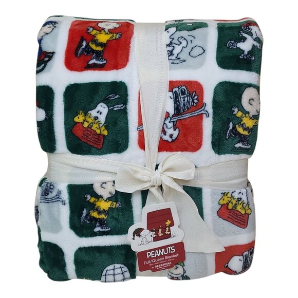 Peanuts Snoopy Christmas Full/Queen Plush Blanket By Berkshire 90"x90" Cartoon - Picture 1 of 9